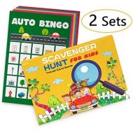 [아마존베스트]2 Sets Road Trip Card Games - Travel Scavenger Hunt and Auto Bingo - Fun for Kids Families