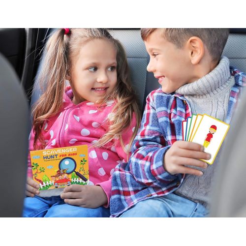  [아마존베스트]2 Sets Road Trip Card Games - Travel Scavenger Hunt and Auto Bingo - Fun for Kids Families