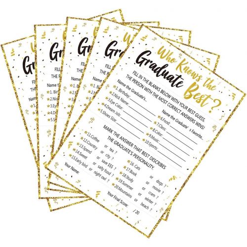  90shine 60Ct Who Knows Graduate Best Graduation Game Cards 2020 - Grad Party Supplies Decorations