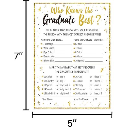  90shine 60Ct Who Knows Graduate Best Graduation Game Cards 2020 - Grad Party Supplies Decorations