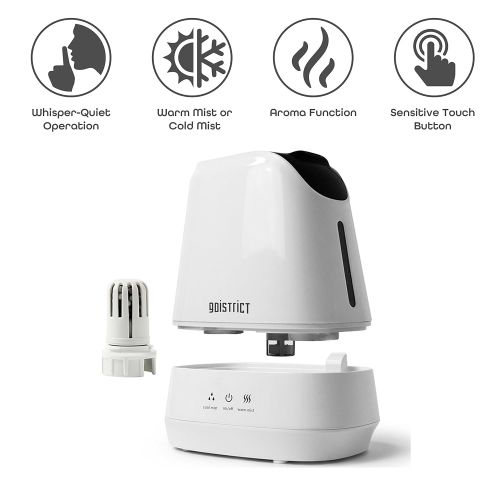  91District 4L Warm or Cool Mist Humidifier, Ultrasonic Technology with Super Quiet Operation and Aromatherapy, Auto Shut-off Function for Large Room, Office