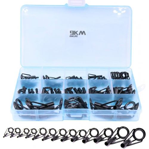  9KM DWLIFE Fishing Rod Tip Repair Black Stainless Steel Ceramic Ring Guide Replacement Kit Mixed Size in a Box