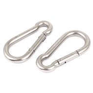 9mm Thickness Spring Loaded Carabiner Snap Hook Silver Tone 2PCS by Unique Bargains