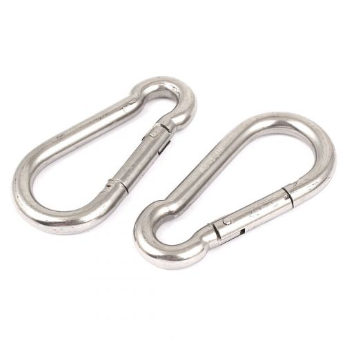  9mm Thickness Spring Loaded Carabiner Snap Hook Silver Tone 2PCS by Unique Bargains