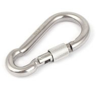 9mm Thickness Stainless Steel Screw Lock Design Carabiner Snap Hook by Unique Bargains