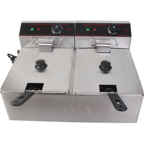  A&A 5000w Electric Countertop Deep Fryer Dual Tank Commercial Restaurant Steel NEW