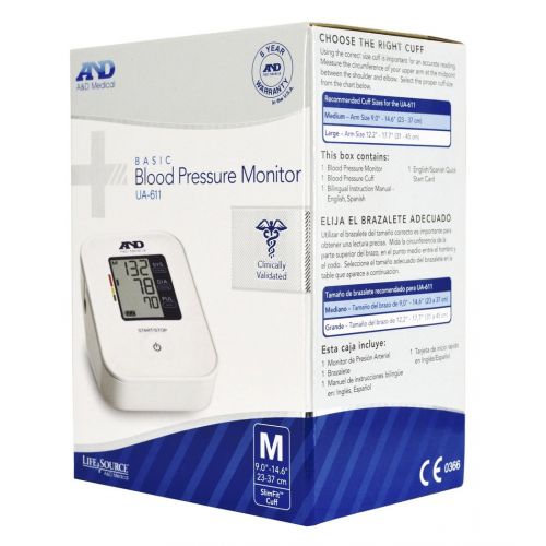  A&D Medical Easy Upper Arm Blood Pressure Monitor with Medium Cuff (UA-611)