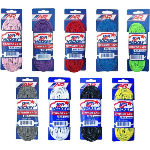  A&R New 2 Pair USA Hockey Striker Waxed Molded Tip Skate Laces Yellow 72-120