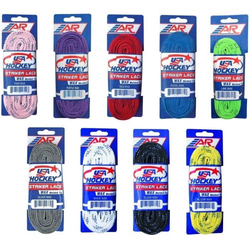  A&R New 2 Pair USA Hockey Striker Waxed Molded Tip Skate Laces White 72-132