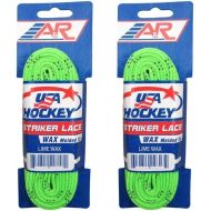A&R New 2 Pk USA Hockey Striker Waxed Molded Tip Skate Laces Lime Green 72-120