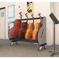 A&S Crafted Products The Band Room Cello Storage & Transport Cart For Music Classrooms (6 Cello Rack, Gray)