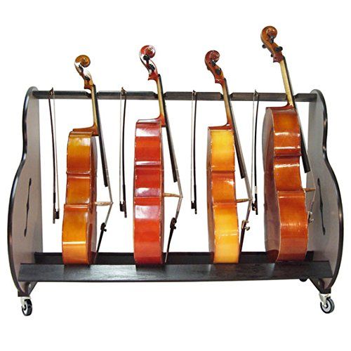  A&S Crafted Products The Band Room Cello Storage & Transport Cart For Music Classrooms (6 Cello Rack, Gray)