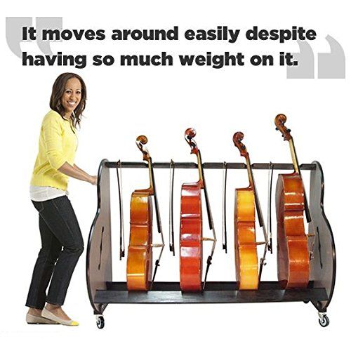  A&S Crafted Products The Band Room Cello Storage & Transport Cart For Music Classrooms (6 Cello Rack, Gray)