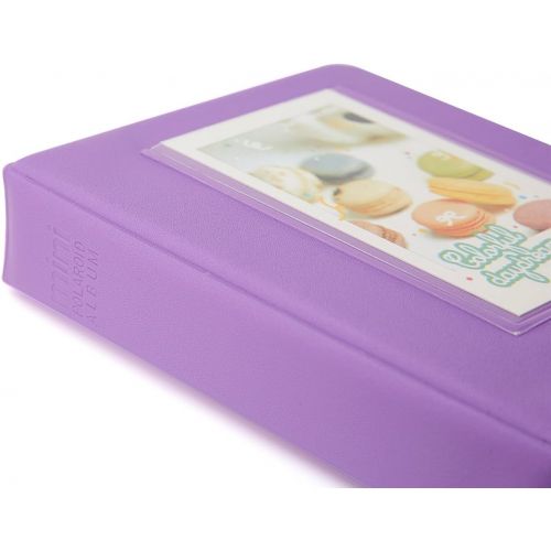  Alohallo 64 Pockets Mini Photo Album fit to Fujifilm Instax Mini 7s 8 8+ 9 25 26 50s 70 90 Instant Camera & Name Card with 40 Psc Stickers - Purple