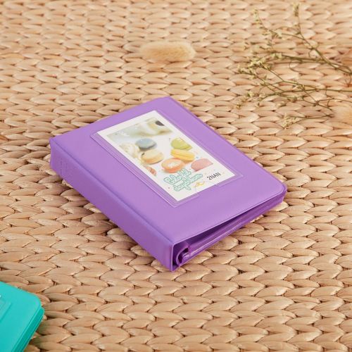  Alohallo 64 Pockets Mini Photo Album fit to Fujifilm Instax Mini 7s 8 8+ 9 25 26 50s 70 90 Instant Camera & Name Card with 40 Psc Stickers - Purple