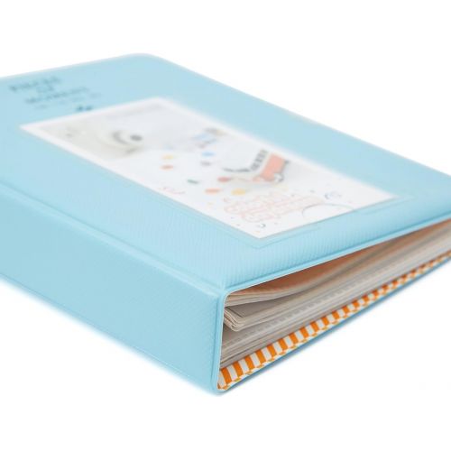  Alohallo 64 Pockets Mini Photo Album fit to Fujifilm Instax Mini 7s 8 8+ 9 25 26 50s 70 90 Instant Camera & Name Card with 40 Psc Stickers - Blue