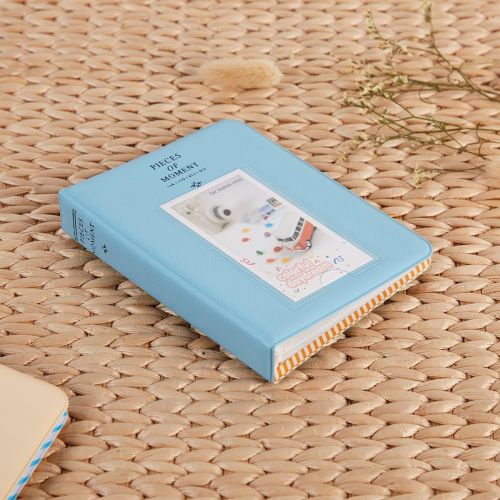  Alohallo 64 Pockets Mini Photo Album fit to Fujifilm Instax Mini 7s 8 8+ 9 25 26 50s 70 90 Instant Camera & Name Card with 40 Psc Stickers - Blue