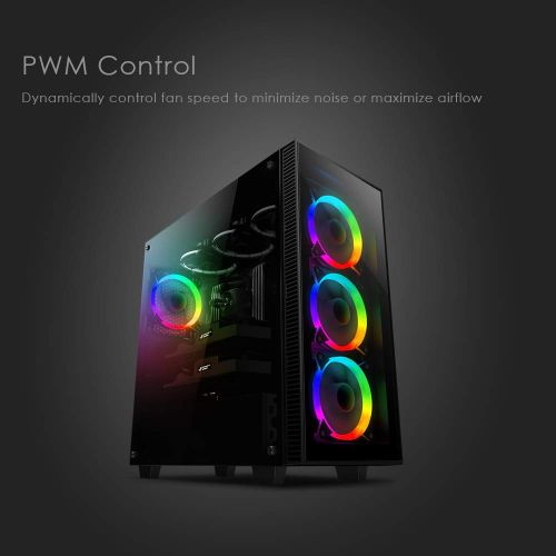  A ANIDEES anidees AI Aureola V2 120mm 3pcs Adressable RGB PWM Fan Compatible with Aura SYNC/Mystic/Fusion MB with 5V 3pins Header, for case Fan, Cooler Fan, with Remote(AI-Aureola-V2)