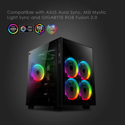  A ANIDEES anidees AI Aureola V2 120mm 3pcs Adressable RGB PWM Fan Compatible with Aura SYNC/Mystic/Fusion MB with 5V 3pins Header, for case Fan, Cooler Fan, with Remote(AI-Aureola-V2)