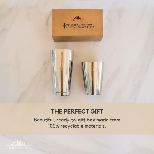  [아마존베스트]Top Shelf Bar Supply Premium Cocktail Shaker Set: Two-Piece Pro Boston Shaker Set. Unweighted 18oz & Weighted 28oz Martini Drink Shaker made from Stainless Steel 304