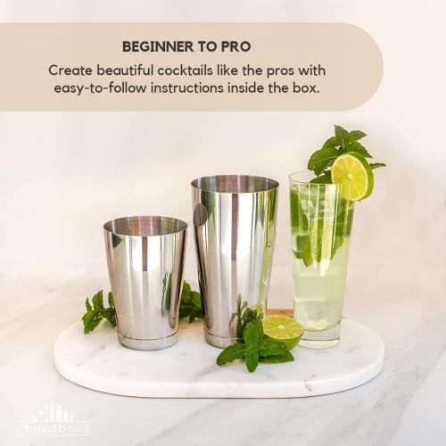  [아마존베스트]Top Shelf Bar Supply, A Bar Above Premium Weighted Cocktail Shaker Set: Two-Piece Pro Boston Shaker Set. 18oz & 28oz Martini Drink Shaker