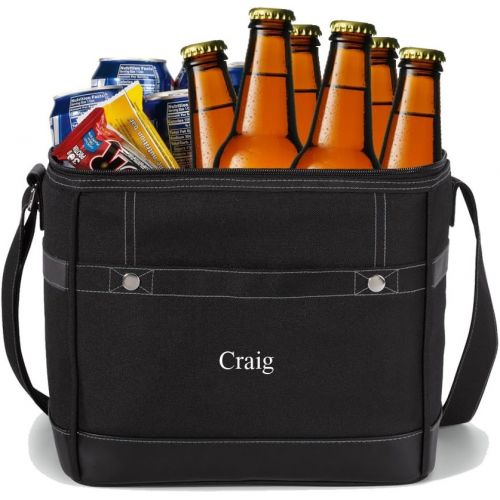  A Gift Personalized Personalized Cooler Bag for Groomsmen - Narrow Beer Travel Cooler, 18 can / 12 Bottle Capacity (Black) - Nice Christmas or Birthday Gift for Men