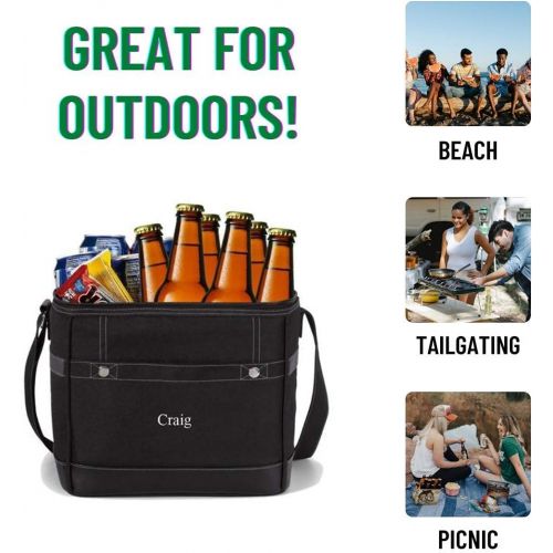  A Gift Personalized Personalized Cooler Bag for Groomsmen - Narrow Beer Travel Cooler, 18 can / 12 Bottle Capacity (Black) - Nice Christmas or Birthday Gift for Men