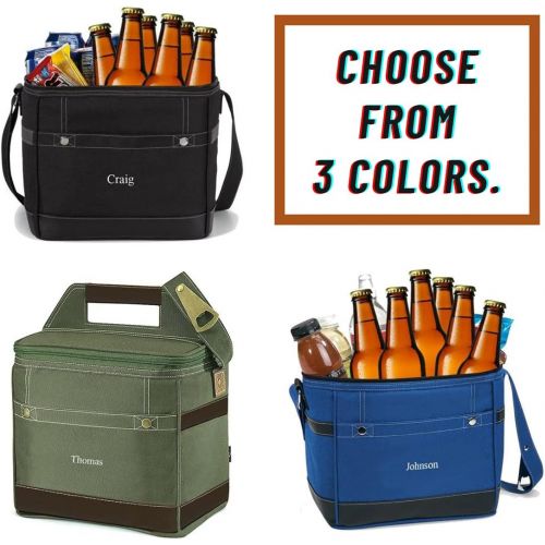  A Gift Personalized Personalized Cooler Bag for Groomsmen - Narrow Beer Travel Cooler, 18 can / 12 Bottle Capacity (Black) - Nice Christmas or Birthday Gift for Men