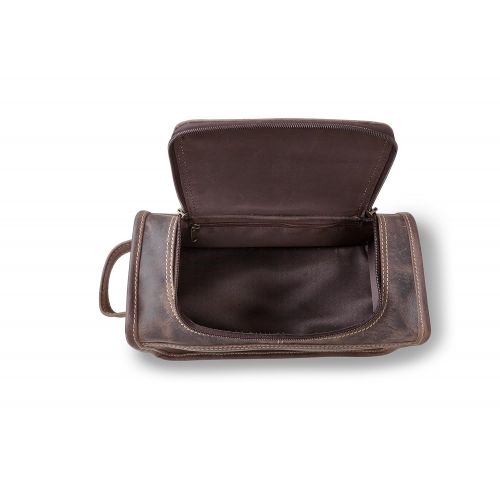  A Gift Personalized Personalized Distressed Brown Leather Travel Toiletry Bag - Debossed