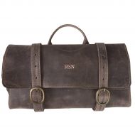 A Gift Personalized Personalized Distressed Brown Leather Hanging Mens Travel Toiletry Bag - Rose Gold