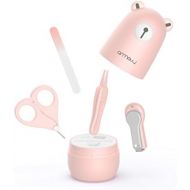 [아마존베스트]A N ARRNEW Baby Nail Kit by ARRNEW | 4-in-1 Baby Grooming Kit with Baby Nail Clippers, Scissor, Nail File & Tweezer | Baby Manicure Kit and Pedicure kit for Newborn, Infant & Toddler (Pink)