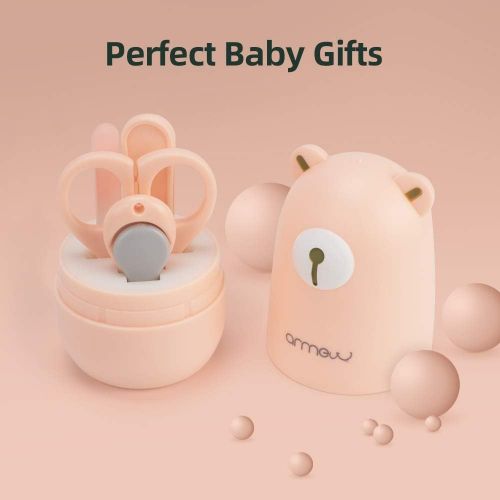  [아마존베스트]A N ARRNEW Baby Nail Kit by ARRNEW | 4-in-1 Baby Grooming Kit with Baby Nail Clippers, Scissor, Nail File & Tweezer | Baby Manicure Kit and Pedicure kit for Newborn, Infant & Toddler (Pink)