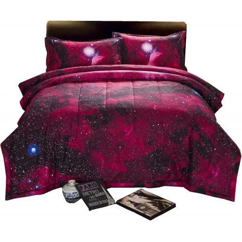  [아마존베스트]A Nice Night 3D Galaxy Blanket Comforter Bedding Sets Home Textile with Comforter Pillowcase