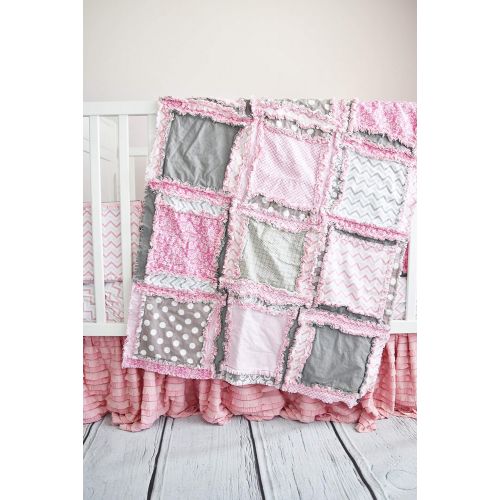  A Vision to Remember Baby Girl Crib Quilt for Nursery Bedding Decor - PinkGray - QUILT ONLY