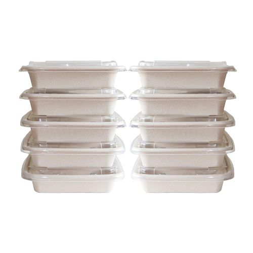  A World Of Deals 3 Compartment COMPOSTABLE Food Container/Microwave Safe with Lids/Divided Plate/bento Box/lunch, Use for 21 Day Fix, Meal Prep and Portion Control, Bottom with Clear Cover Pack of