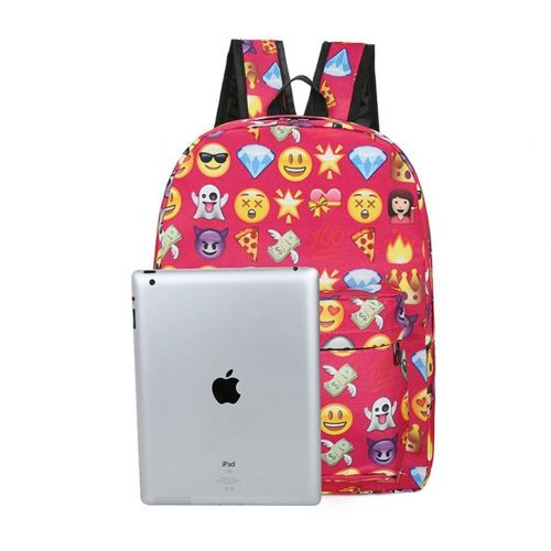  A-More Backpack Cute School Bag Printed Emoji Students Canvas Daypack Travel Bag