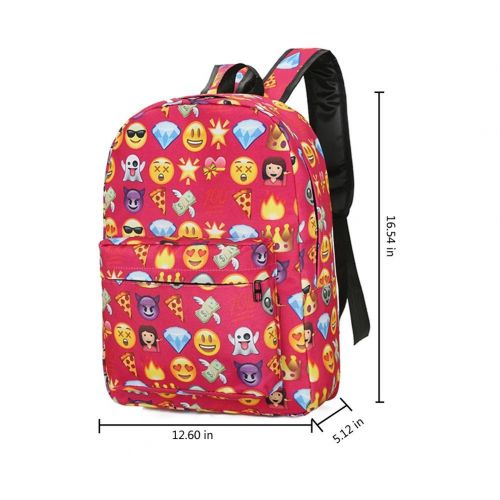  A-More Backpack Cute School Bag Printed Emoji Students Canvas Daypack Travel Bag