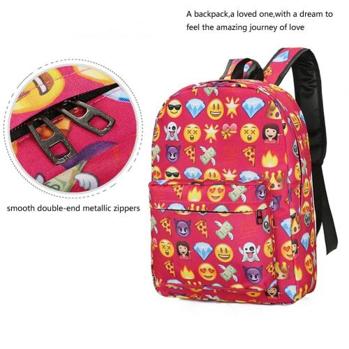  A-More Backpack Cute School Bag Printed Emoji Students Canvas Daypack Travel Bag