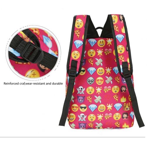  A-More Backpack Cute School Bag Printed Emoji Students Canvas Daypack Travel Bag