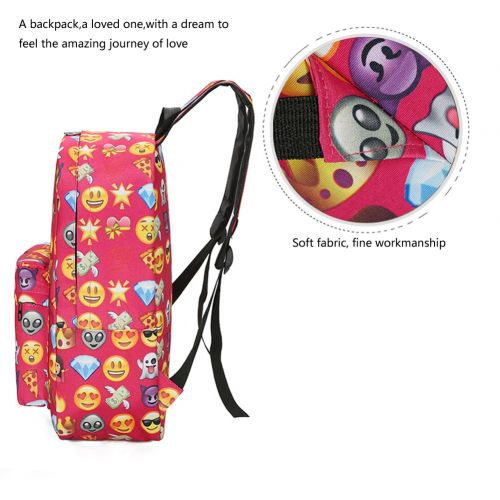  A-More Backpack Cute School Bag Printed Emoji Students Canvas Daypack Travel Bag