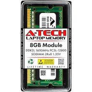 A-Tech 8GB DDR3/DDR3L 1600MHz PC3L-12800 (PC3-12800) CL11 SODIMM 2Rx8 1.35V 204-Pin Non-ECC SO-DIMM Laptop, Notebook RAM Memory Module