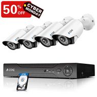 A-ZONE Security Camera System - 4 Channel 1080P DVR 4 x HD 1080P IP67 Waterproof Night Vision Indoor/Outdoor Camera Home Surveillance System, Customizable Motion Detection,Pre-Installed 2