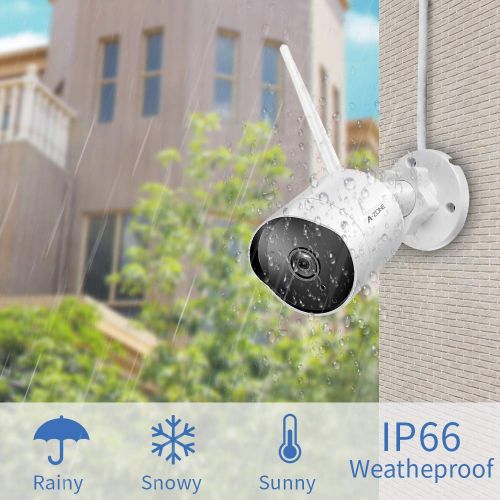  A-ZONE Wireless Two-Way Audio Outdoor Surveillance IP Camera - HD 3MP 1536P Bullet Camera 2.4G IP66 Waterproof Camera with 50ft Night Vision, Motion Detection Alarm/Recordin, Including 64