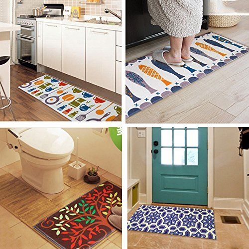  A.B Crew Modern Kitchen Floor Carpet Washable Bathroom Rug Kitchen Non-Slip Runner Rug(Fish,15.75x23.62)