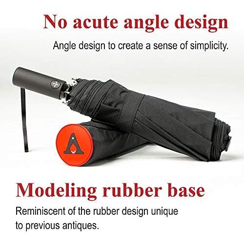  A.Brolly Large Windproof Umbrella Folds Into Portable Travel Size - 54 Inch Double Vented Canopy Big Enough To Fit In 2 Adults - Auto Open Close (Black)