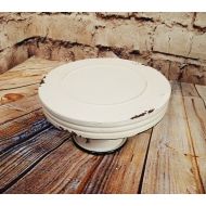 A.T. Vintage Distressed Ivory Enamel Bakery Cake Stand Farmhouse Decor (Small)