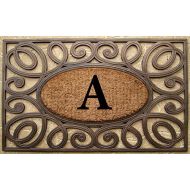 A1 HOME COLLECTIONS Rubber and Coir Elegant Circles Princess Large Doormat Monogrammed (23x38 inches)-Monogrammed A