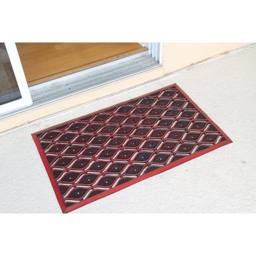  A1 Home Collections A1HCLH07-Red Doormat Eye Heavy Duty, 100% Rubber Mat with High Dirt Trapping and Anti-Slip