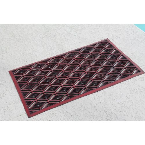  A1 Home Collections A1HCLH07-Red Doormat Eye Heavy Duty, 100% Rubber Mat with High Dirt Trapping and Anti-Slip