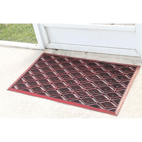  A1 Home Collections A1HCLH07-Red Doormat Eye Heavy Duty, 100% Rubber Mat with High Dirt Trapping and Anti-Slip